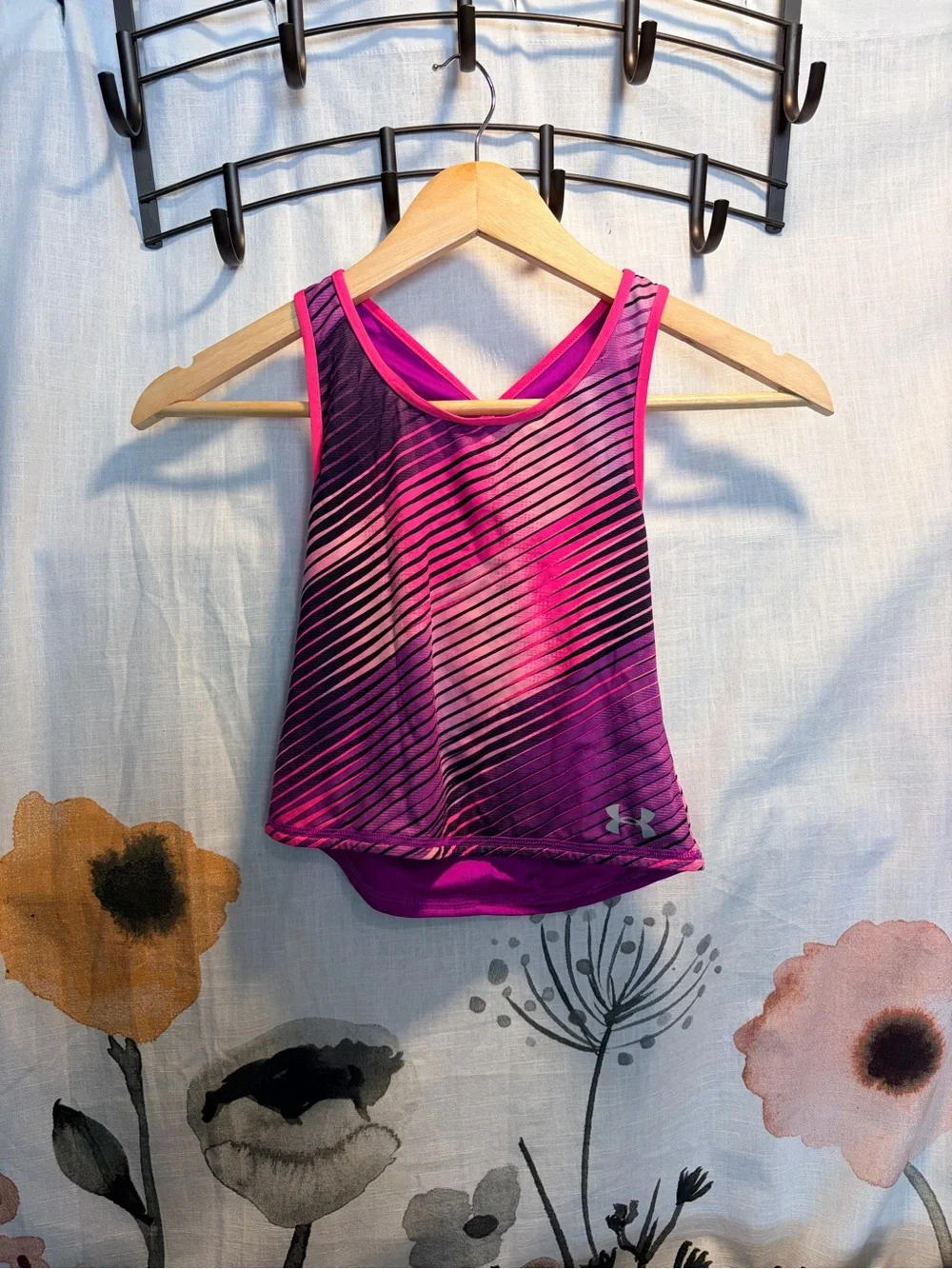 Under Armour Pink & Purple Girls' Striped Reversible Two Piece Tankini 👙